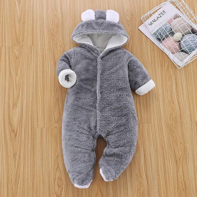 Ropa de invierno para niña/bebé Romper Newborn Infant Jumpsuit Clothes Ear Hooded Long Sleeve Footies Kid Boy Overalls Thicken Children A769