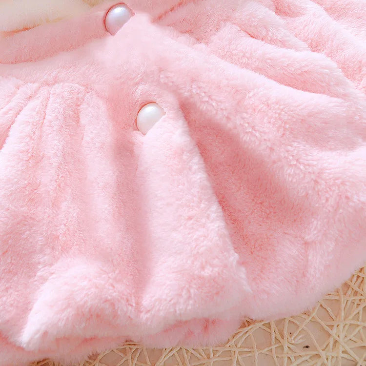 Ropa de invierno Abrigo Cálido para bebé rosado/ Winter Outerwear Baby Girl Clothes Korean Cartoon Cute Fleece Hooded Warm Shawl Newborn Jackets Kids Coats BC1898-1