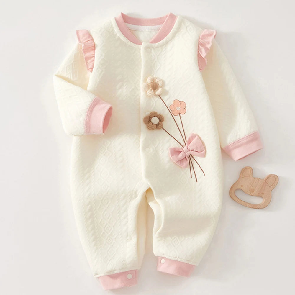 Ropa cálida de invierno para bebés de algodón  / Baby Girl Romper Long Sleeve Cotton Winter Warm Newborn Jumpsuit High Quality