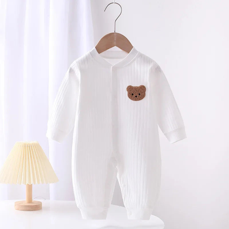 Pijama cálida para bebé para invierno Baby Romper Solid Color Bear Jumpsuit Cotton Spring Newborn One-Pieces Clothing for Boys Girls Infant Onesie 0-18M