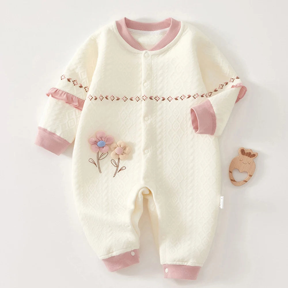 Ropa cálida de invierno para bebés de algodón  / Baby Girl Romper Long Sleeve Cotton Winter Warm Newborn Jumpsuit High Quality