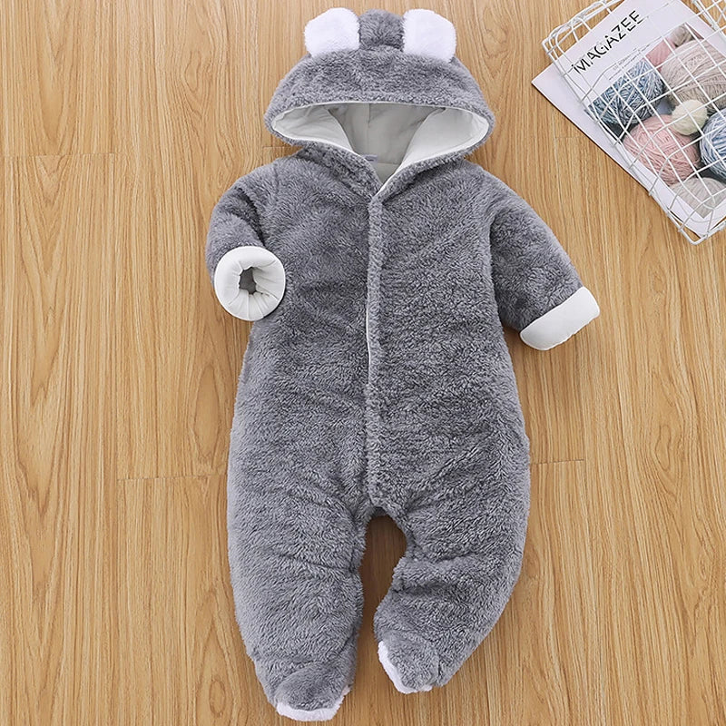 Ropa de invierno para niña/bebé Romper Newborn Infant Jumpsuit Clothes Ear Hooded Long Sleeve Footies Kid Boy Overalls Thicken Children A769